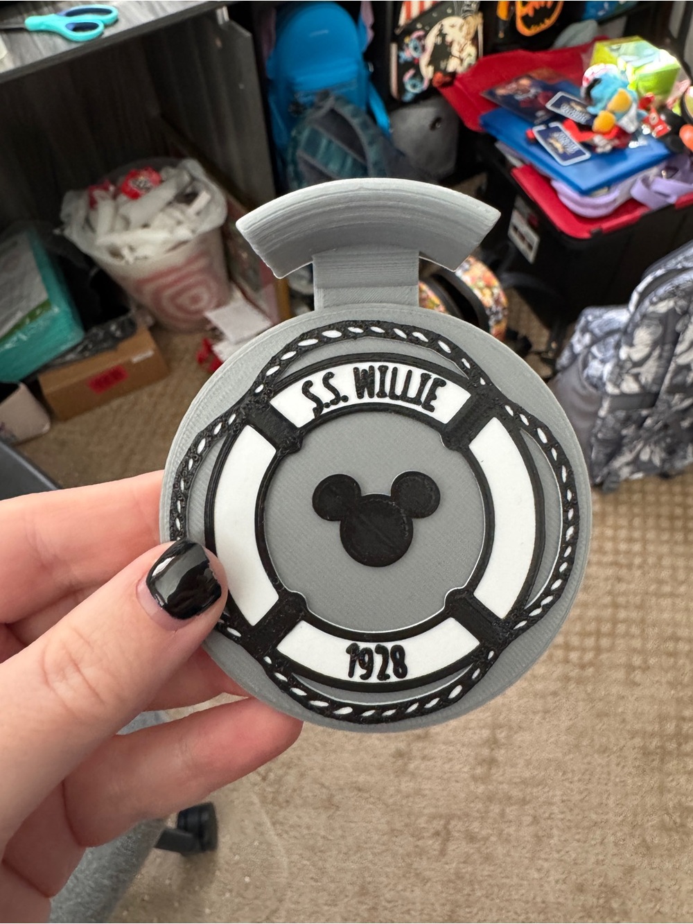Steamboat Willie inspired 3D printed wall Mickey ear holder